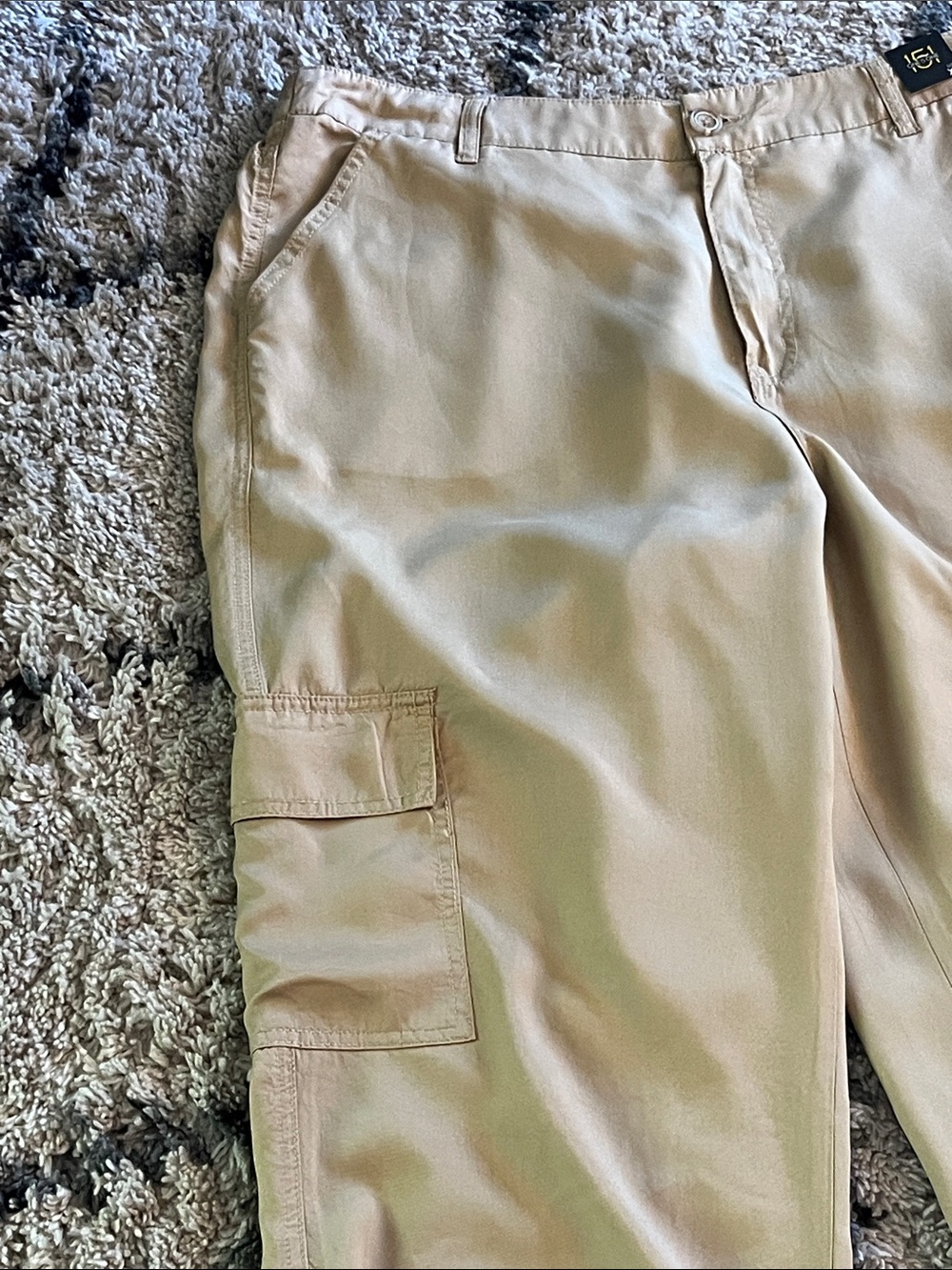 NWT One 5 One 151 Khaki Cargo Crop Pants Drawstring Hem Women’s XL - Picture 4 of 9